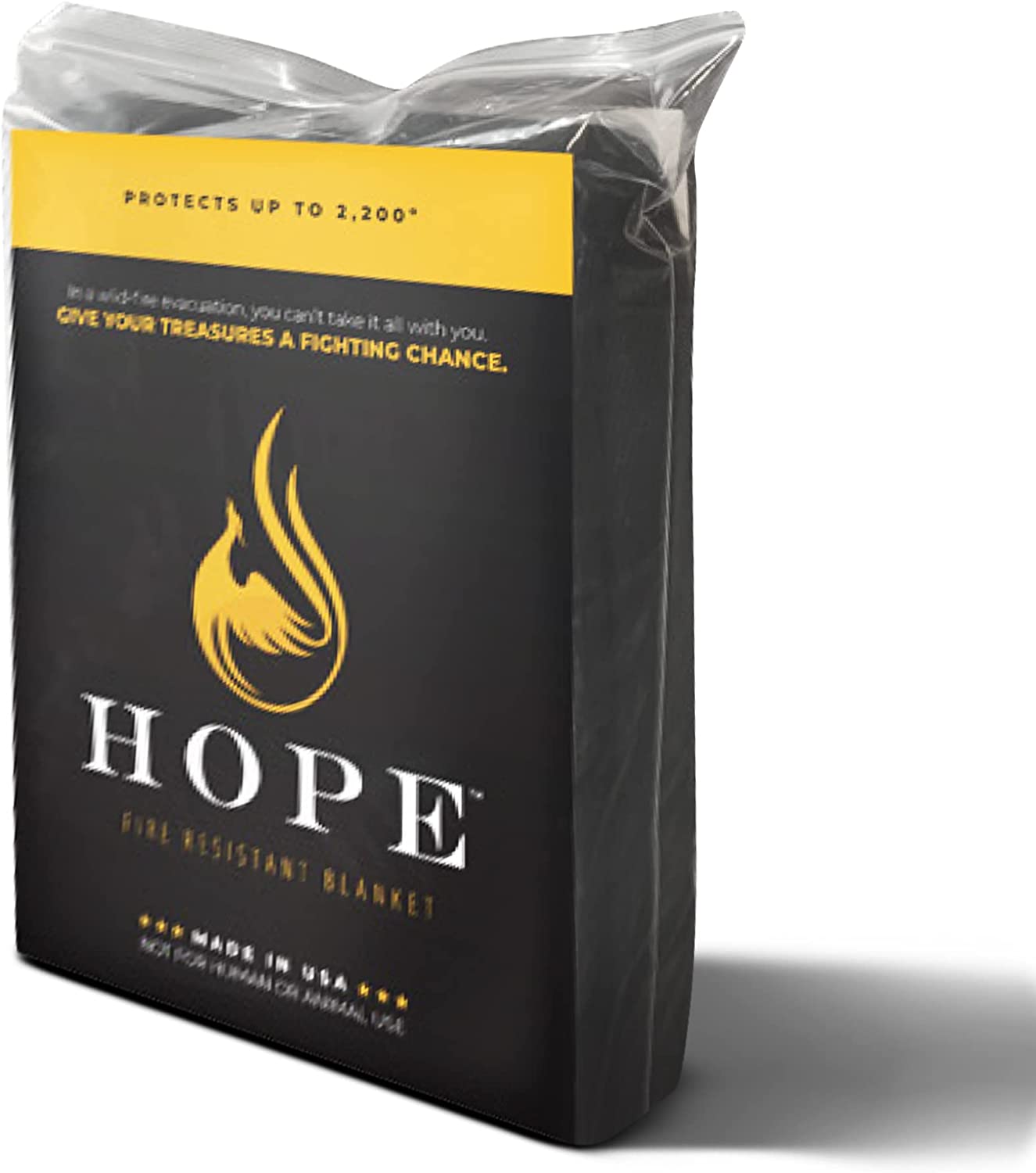 Hope Fire-Resistant Blanket (Black, 90” x 90”) – Emergency Blankets to Protect Items from Fire – Flame Retardant Fabric Fire Blanket Kitchen – Flame-Resistant Fireplace Blanket