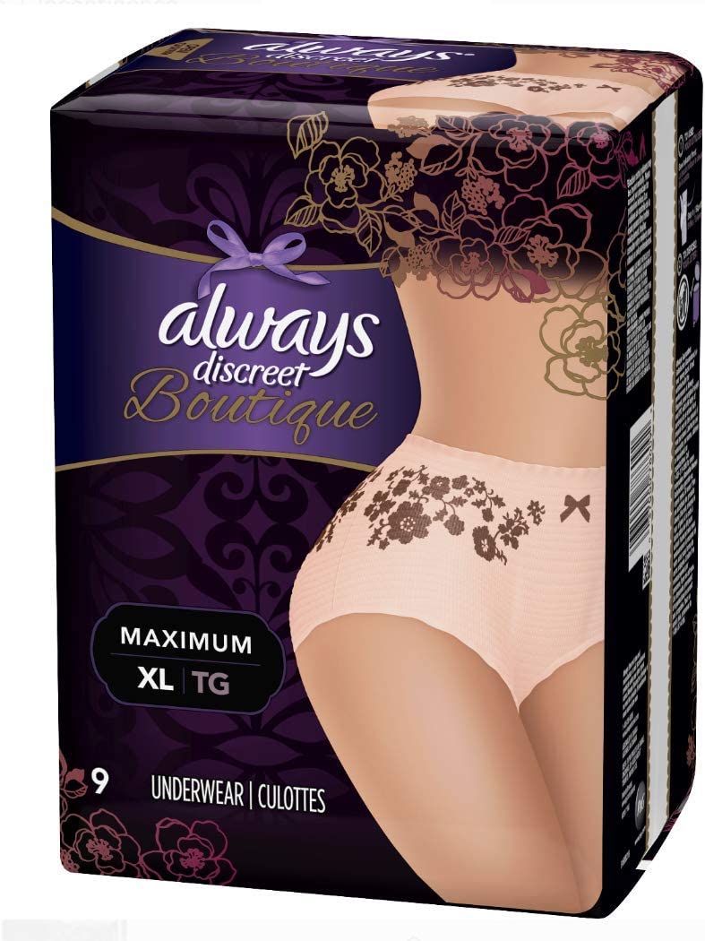 AlwaysDiscreet Women’s Incontinence Underwear XL, Peach