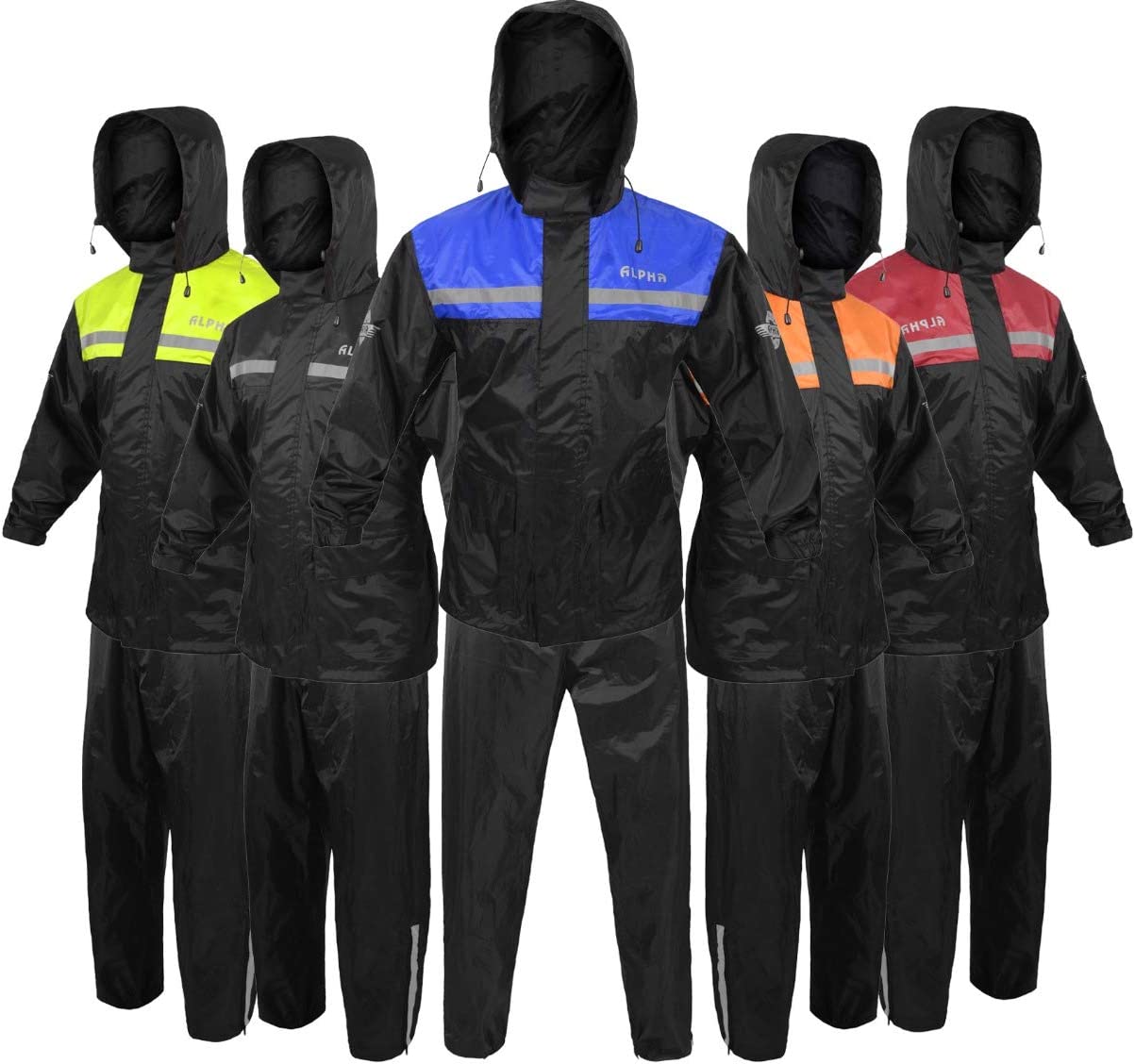 AAlpha Cycle Gear Rain Suit for Men & Women Jackets Pant Gear Reflective Rainsuit Waterproof (BLUE, X-LARGE)