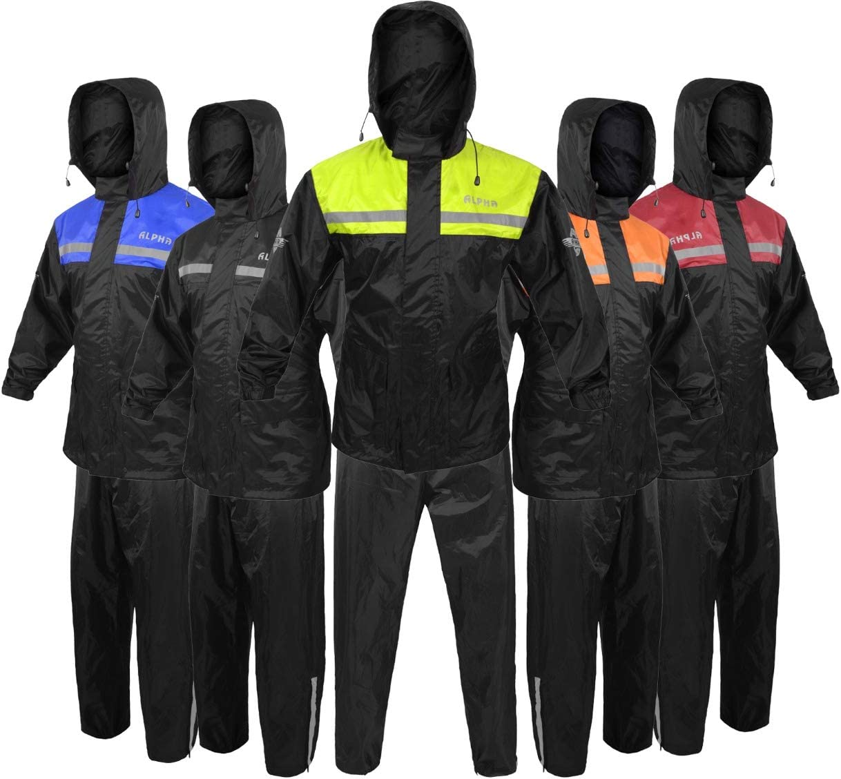 ALPHA CYCLE GEAR Rain Suit for Men & Women Jackets Pant Gear Reflective Rainsuit Waterproof (GREEN, SMALL)