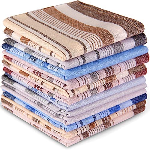Handkerchiefs Men Cotton, Ohuhu 12PCS Handkerchiefs for Men 100% Cotton Classic Pocket Squares Set, Gift for Men