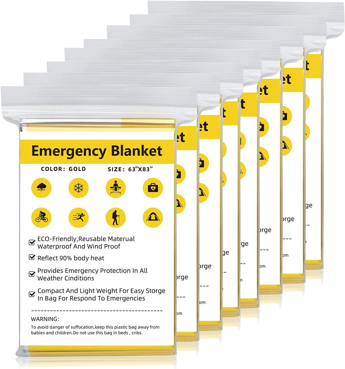 Car Roadside Emergency Kit Accessories-Emergency Blanket|Essential Emergency Roadside Kit Accessories Always Prepared Replacement Parts|Automotive Safety Kits-Emergency Blanket(8-Pack)(Gold)