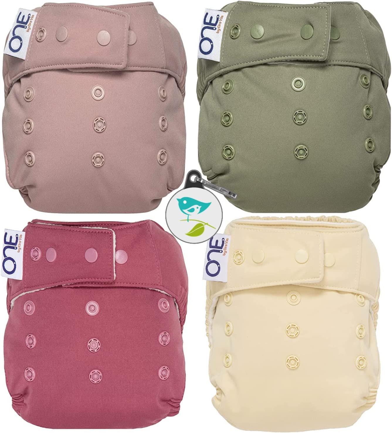 GroVia O.N.E. Reusable Baby Cloth Diaper – 4 Pack Bundle (Color Mix 5)
