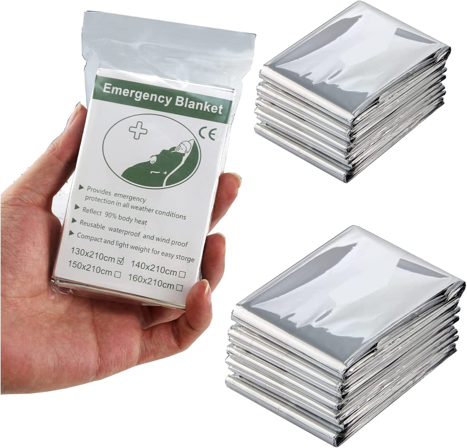 Emergency Blankets for Survival Gear and Equipment x2, Space Blanket, Mylar Blankets, Thermal Blanket, Survival Blanket, Foil Blanket Camping Shelter, Emergency Preparedness Items, Emergency Supplies