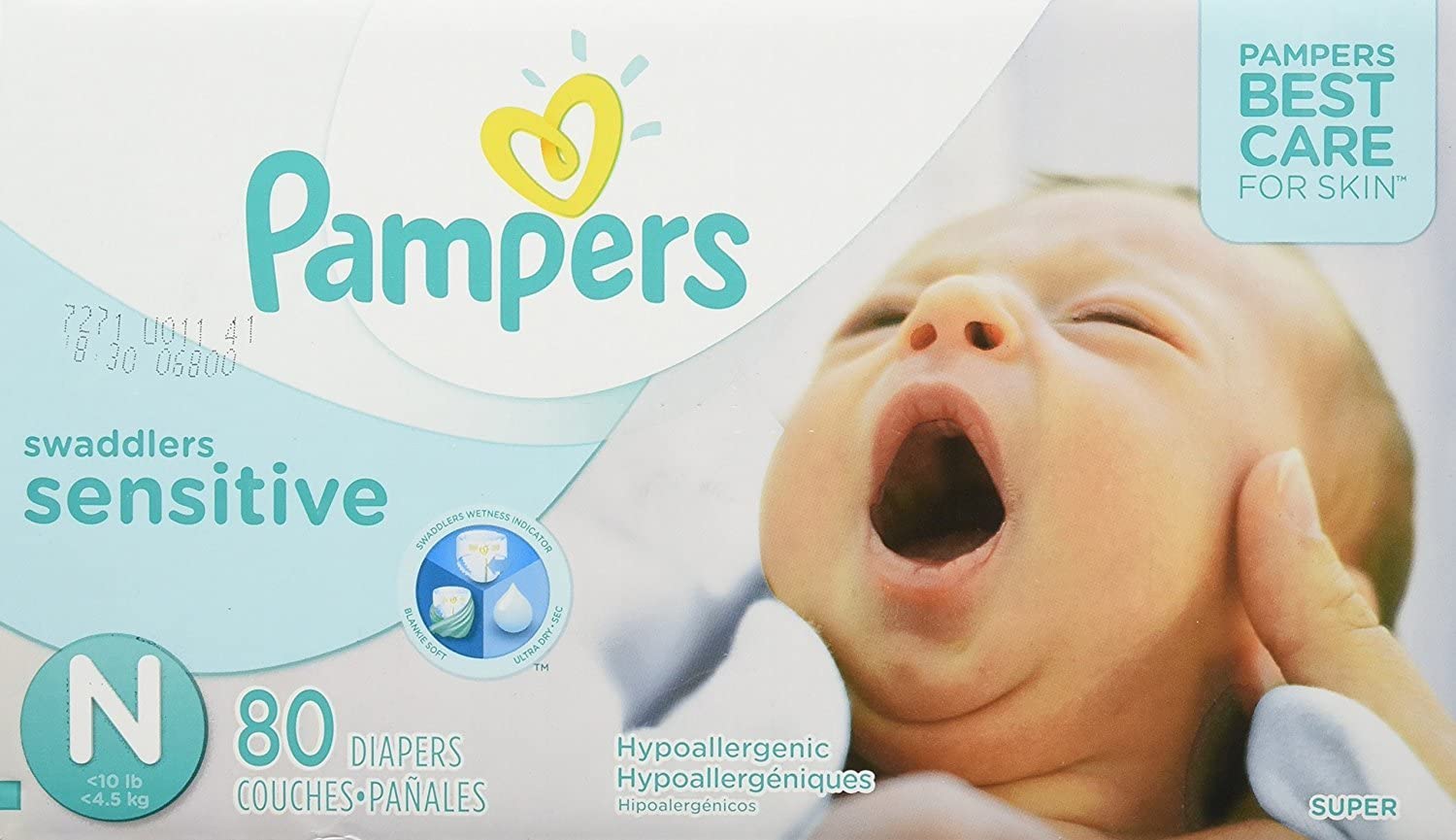 Diapers Newborn/Size 0 (< 10 lb), 80 Count - Pampers Swaddlers Sensitive Disposable Baby Diapers, Super Pack