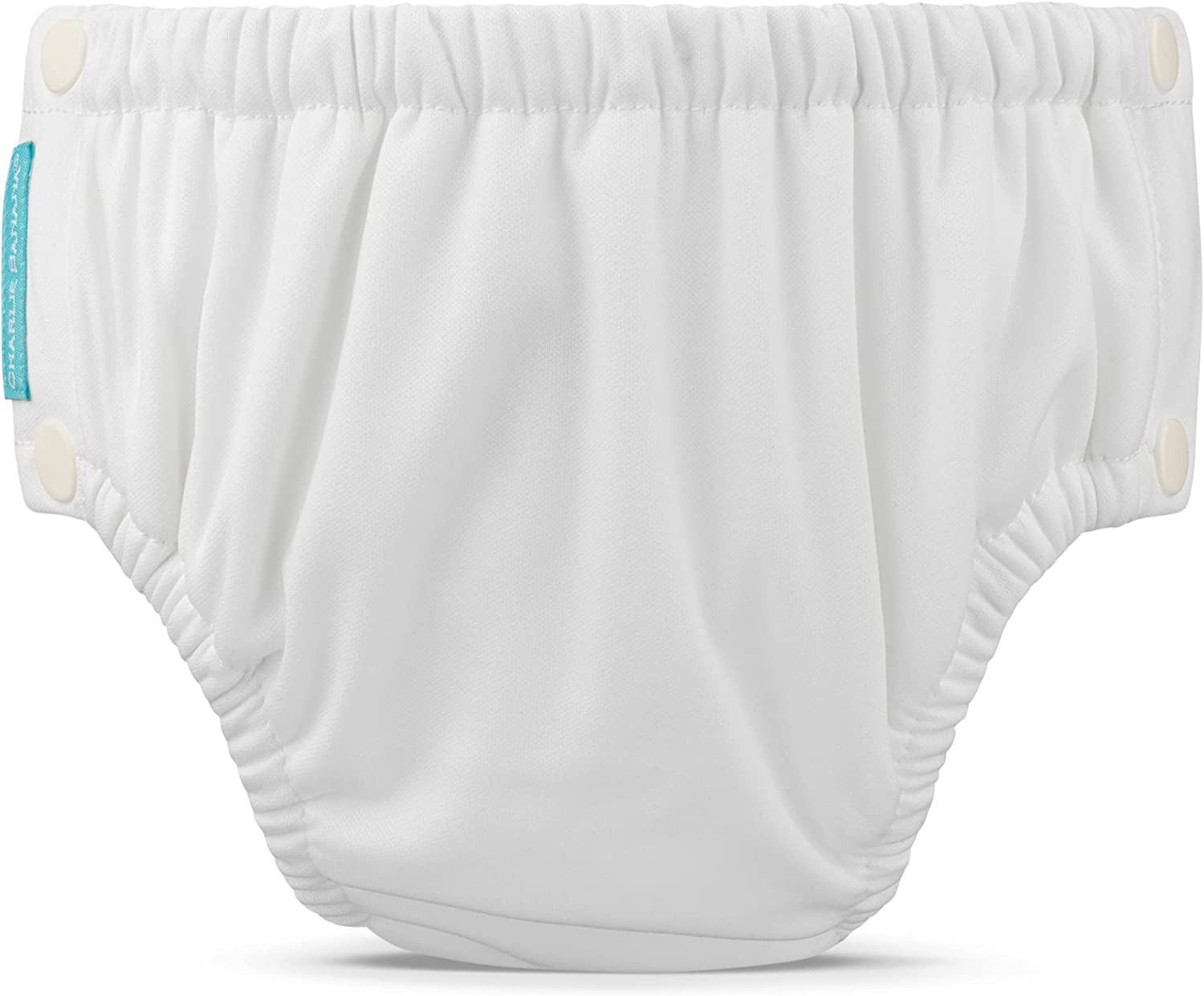 Charlie Banana Reusable Swim Diaper with Snaps, Easy-On and Off, Snug Fit to Prevent Leaks, White, Medium (14-20lbs)