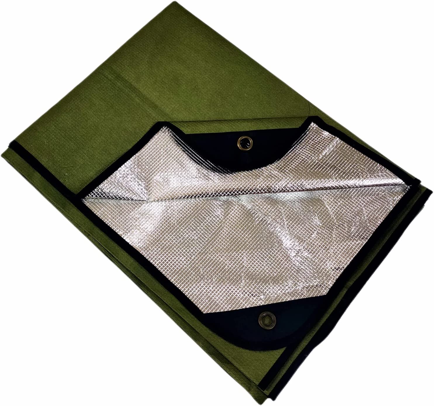 BESTHUNTINER Green Heavy Duty Survival Blanket -Multifunctional Insulated Thermal Reflective Shelter Tarp – 60" x 82" Reusable.