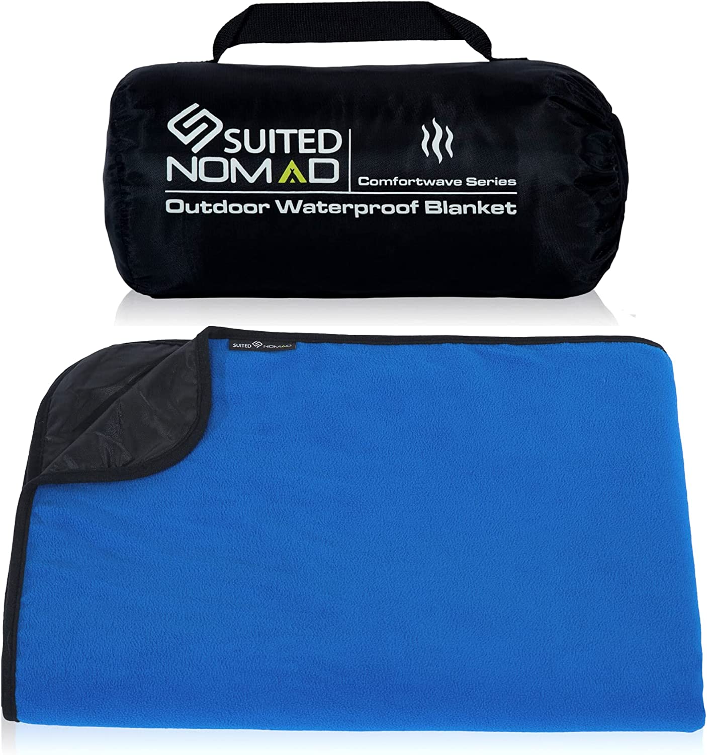 SUITEDNOMAD XL Waterproof Windproof Thick Fleece Outdoor and Stadium Blanket, Compact Warm Double Sided Throw, Great for Cold Weather Camping,Picnic,Sports,Festivals,Dogs, 82×57 in