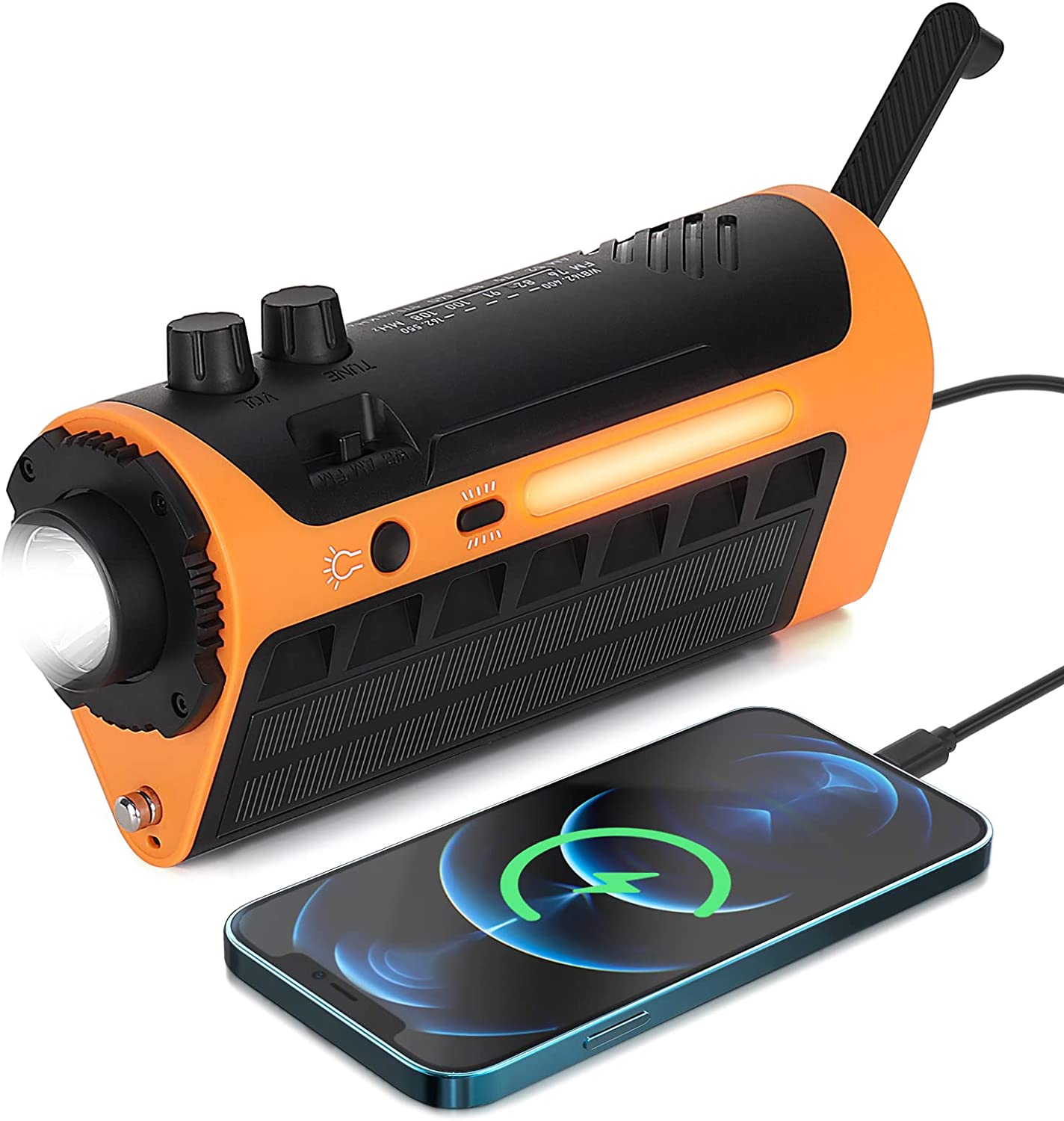 ZWOOS Solar Emergency Radio with Automatic Weather Alert, NOAA Radio with Cell Phone Charger, Hand Crank Radio with 4000 mAh Battery for Camping, Outdoor Survival