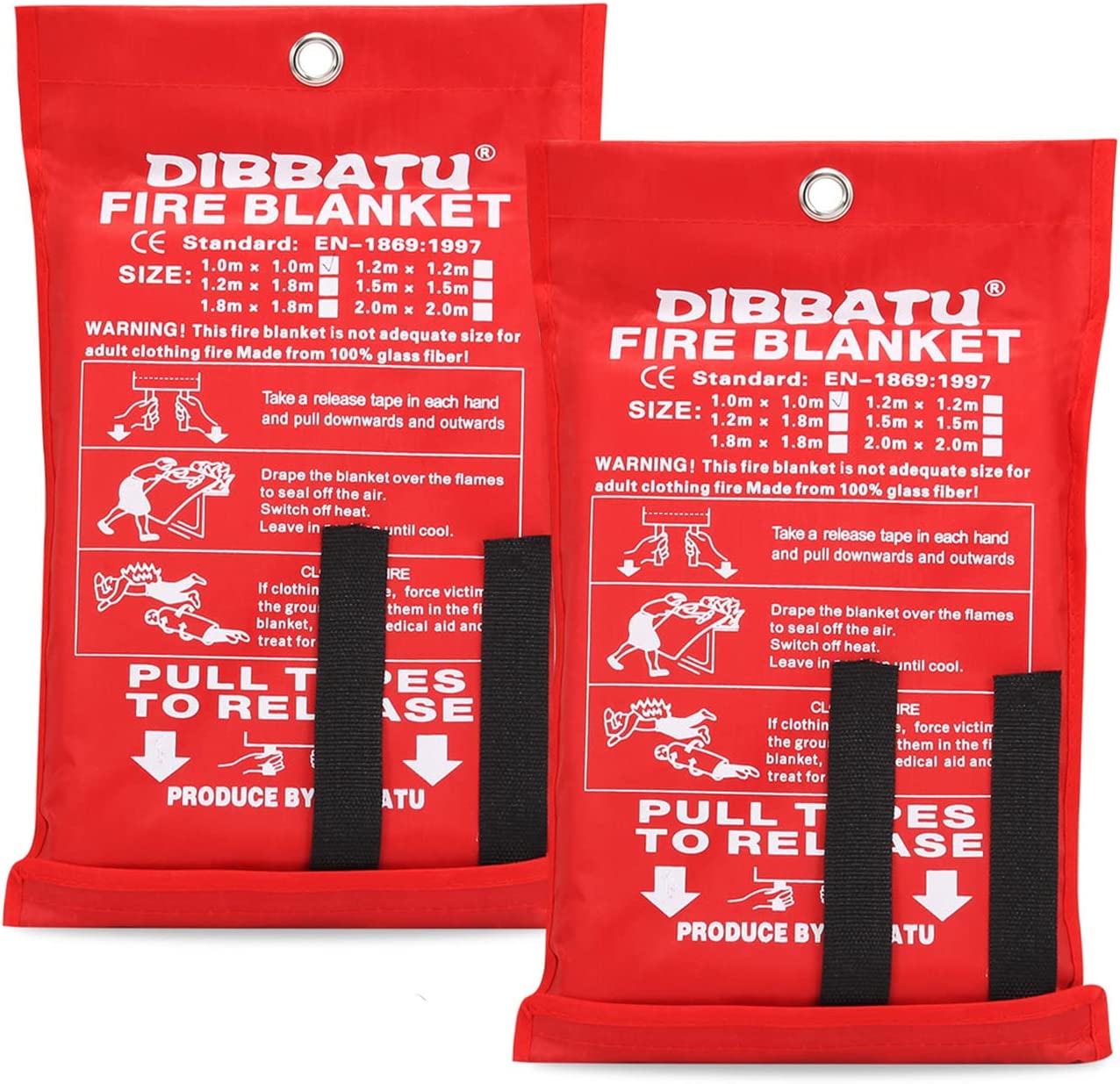 DIBBATU Fire Blanket Emergency for Kitchen, Suppression Flame Retardent Safety Blanket for Home, Schooll, Fireplace, Grill, Car, Office, Warehouse (39 in x 39 in)