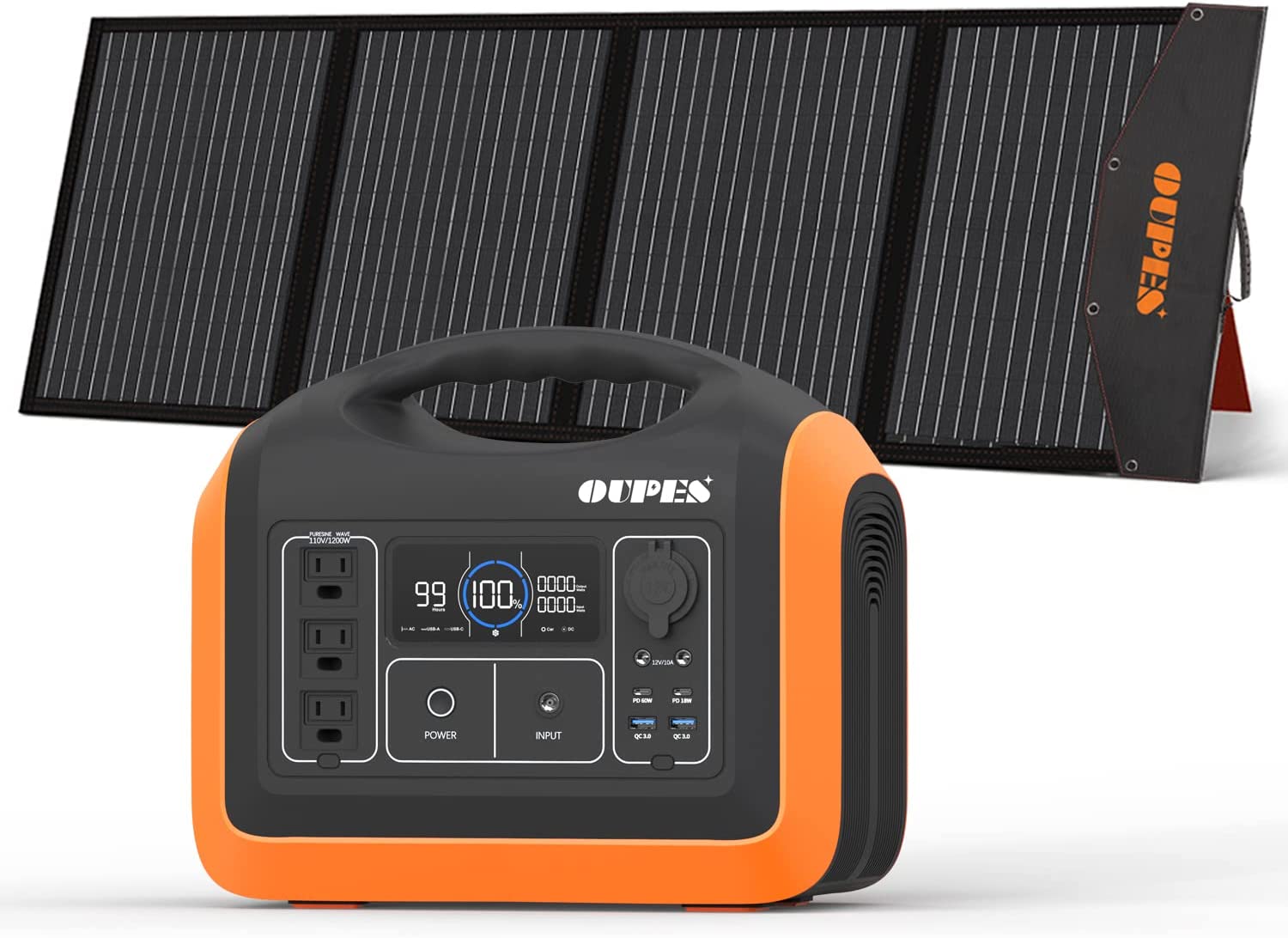 OUPES 1200W Portable Power Station w/ 240W Foldable Solar Panel Included, Solar Generator Explorer 110V/1200W(Peak 3600W) AC Outlets, LiFePO4 Battery Power Pack Home Backup for Outdoor RV Van Camping Emergency
