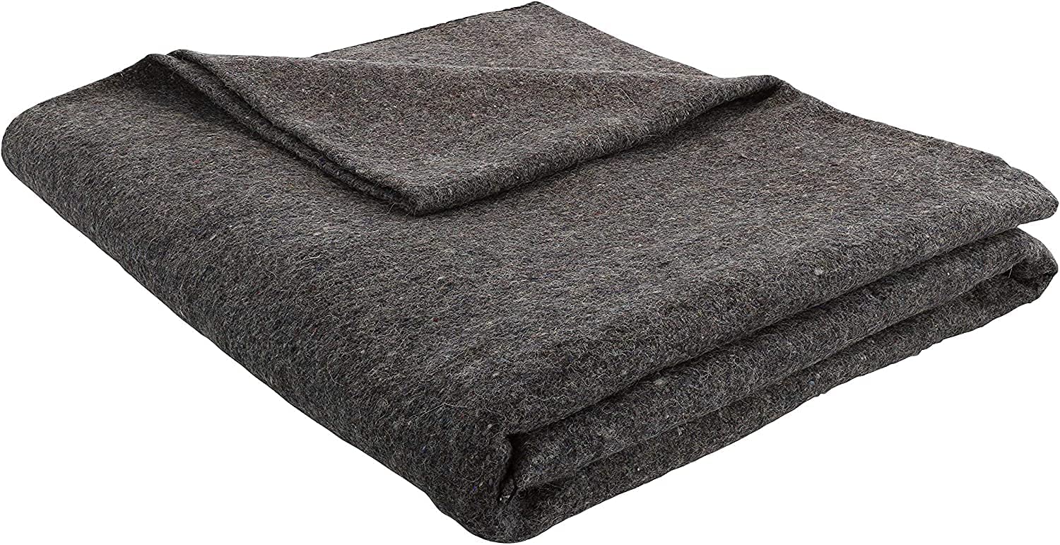 Grey 62×80 Military Wool Blanket for Emergency ,Camping & Everyday Use (Grey)