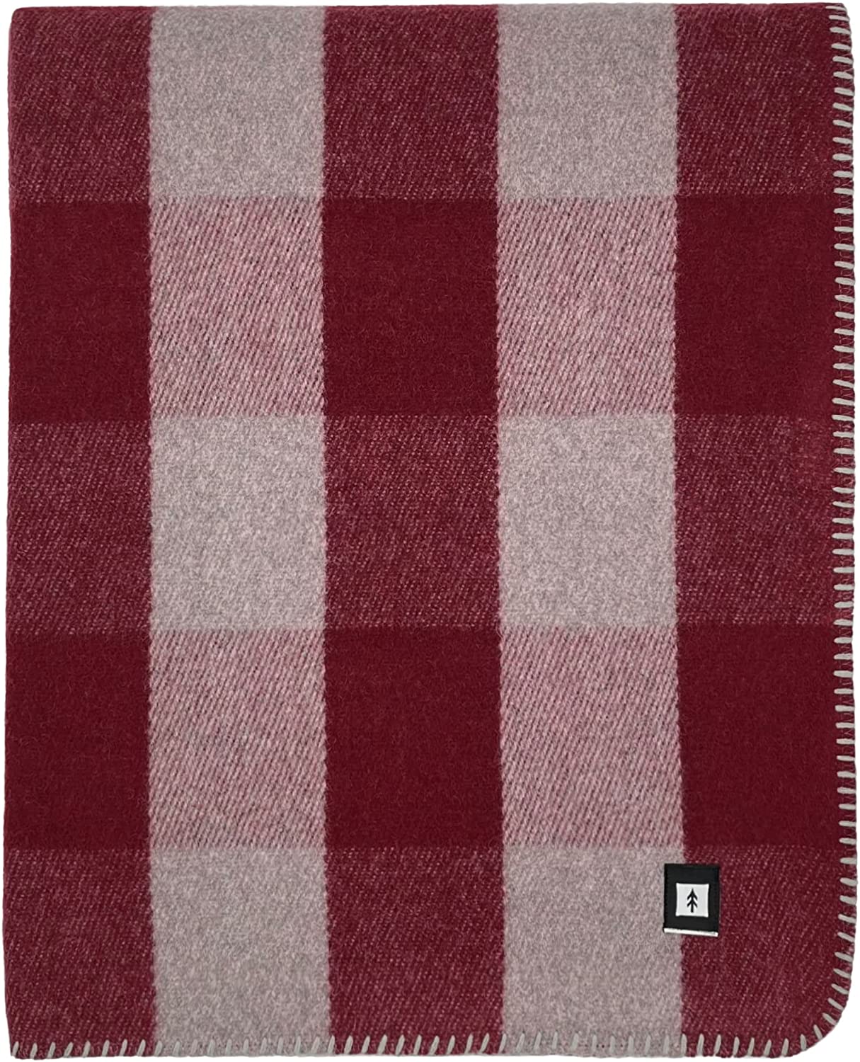 EKTOS 90% Wool Checkered Blanket, 4.5 lbs, Warm, Thick, Washable, Large 66" x 90" Buffalo Plaid | Perfect for Home, Cabin, RV, Camping, Outdoor Adventures & Sporting Events (Maroon)