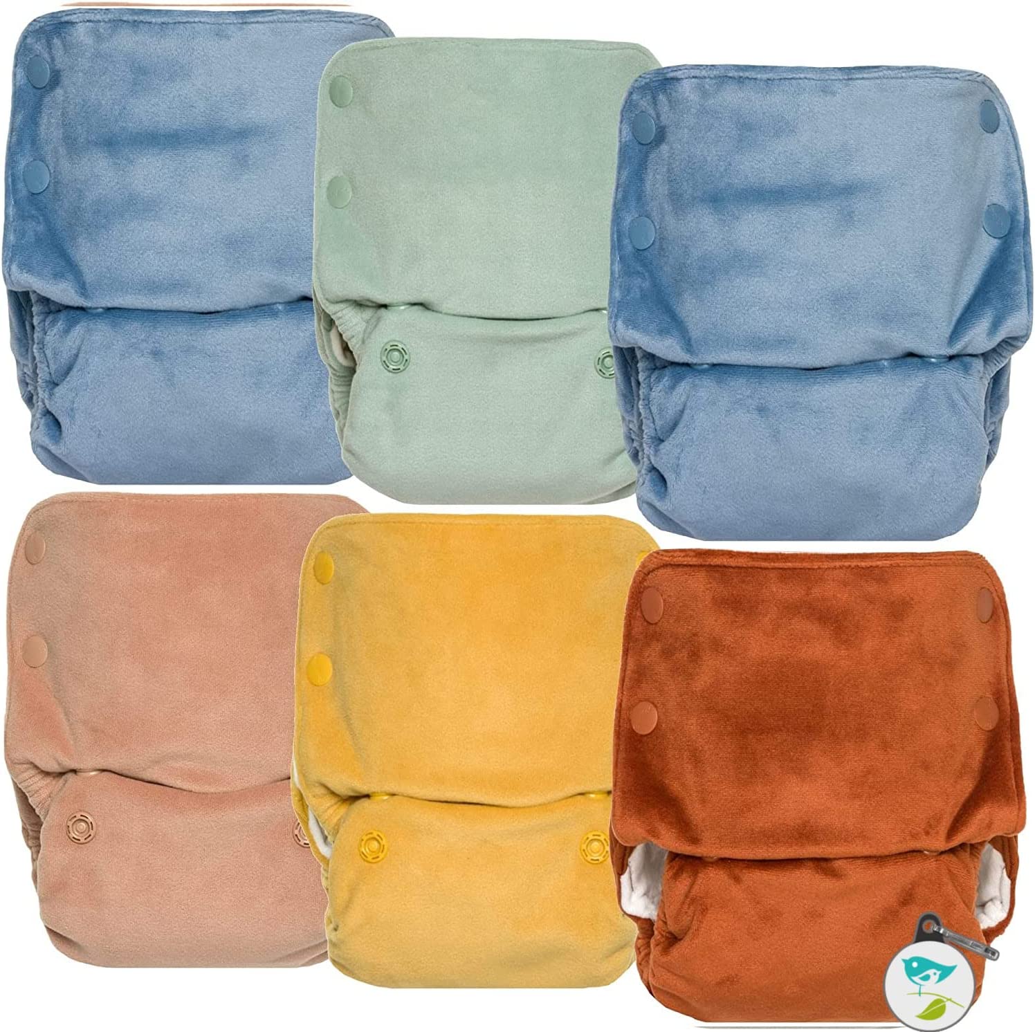 GroVia Buttah Organic All in One Snap Baby Cloth Diaper (AIO) – 6 Pack (Color Mix 3)