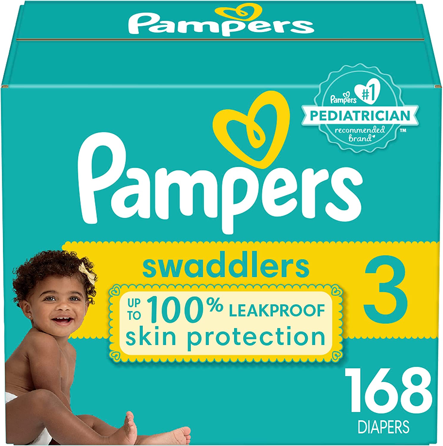 Diapers Size 3, 168 Count – Pampers Swaddlers Disposable Baby Diapers (Packaging & Prints May Vary)