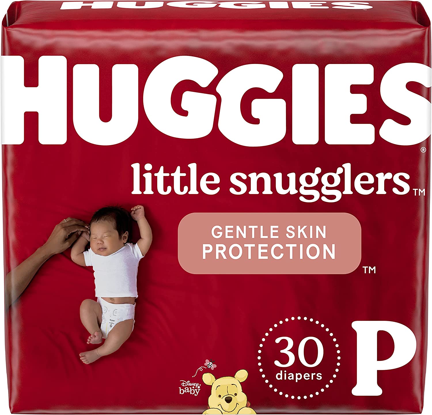 HUGGIES Little Snugglers Baby Diapers, Size Preemie, 30 Count, Convenience Pack (Packaging May Vary)
