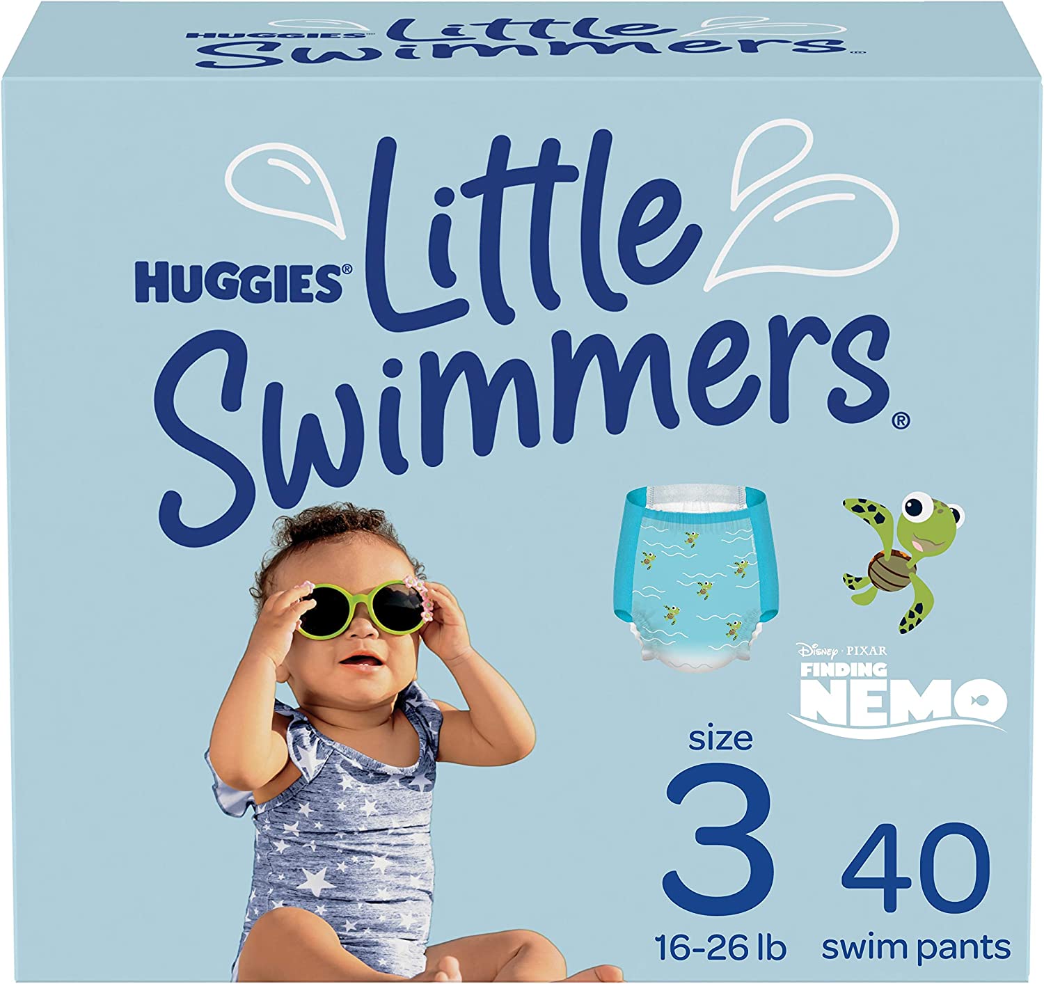 Swim Diapers Size 3, Huggies Little Swimmers Disposable Swimming Diapers, Small, 40 Ct