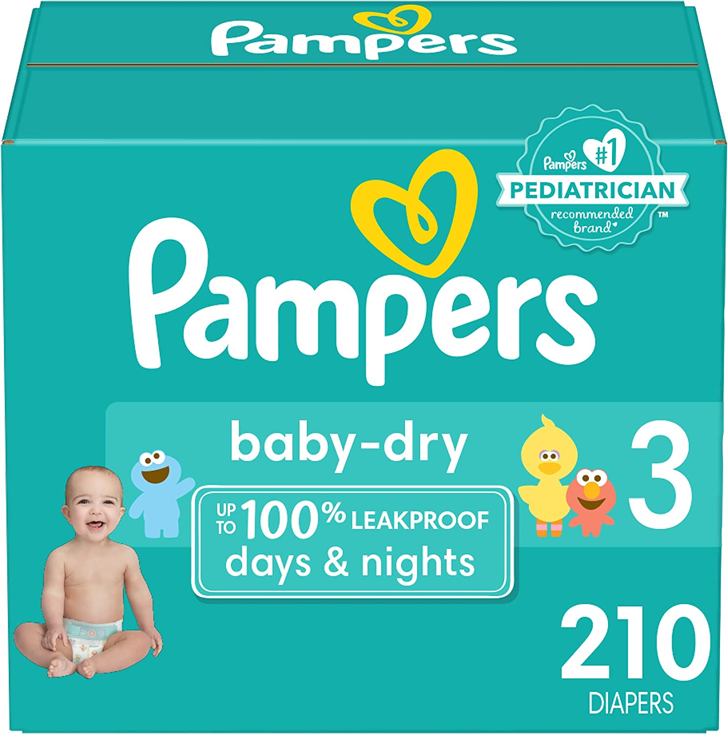 Diapers Size 3, 210 Count – Pampers Baby Dry Disposable Baby Diapers (Packaging & Prints May Vary)