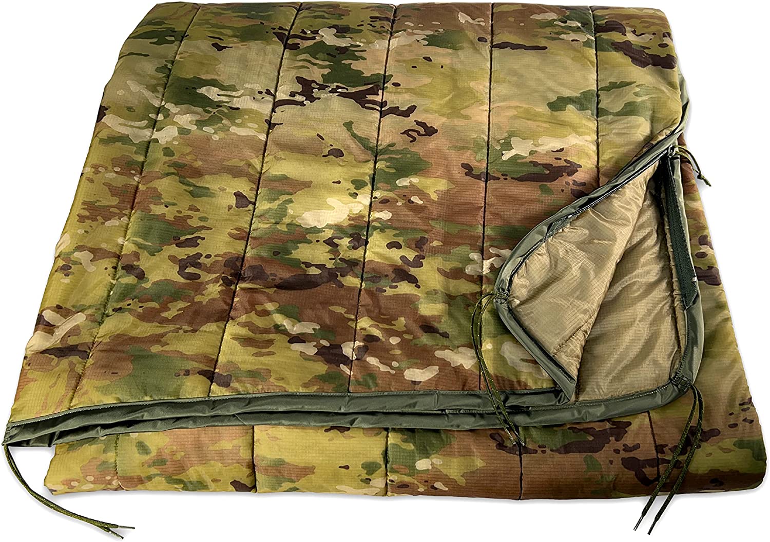 Pinnacle Mercantile Authentic Military Woobie with Zipper Made in USA by Winston-Salem Industries for The Blind OCP Camo Sleeping Bag Poncho Liner Multi Use Camping Blanket Exact US Army Specs