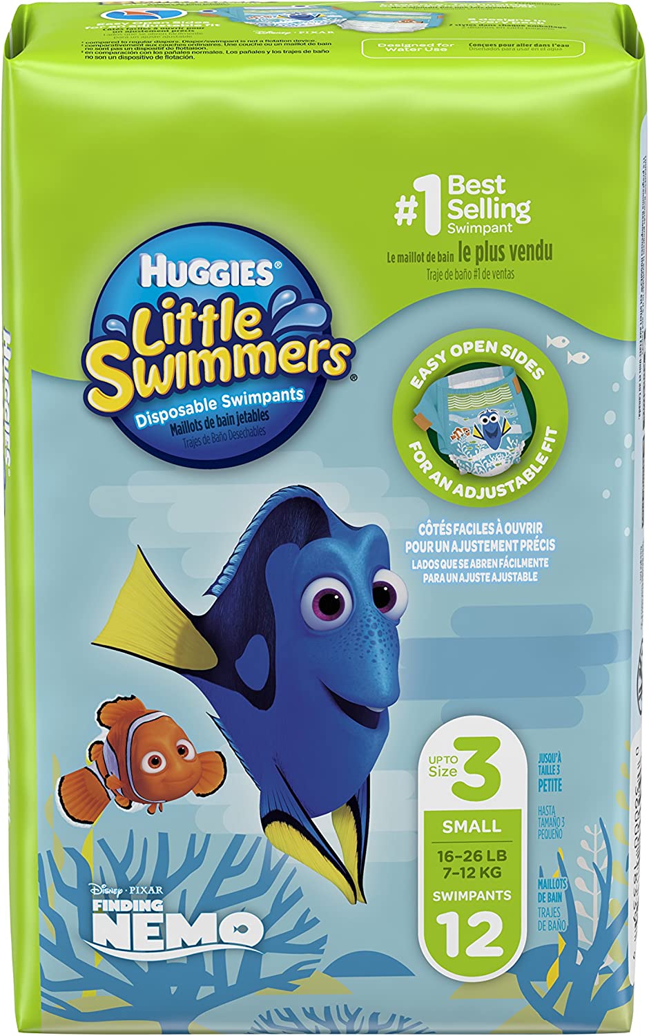 HUGGIES Little Swimmers Disposable Swim Diapers, Size 3 Small, 12 Count