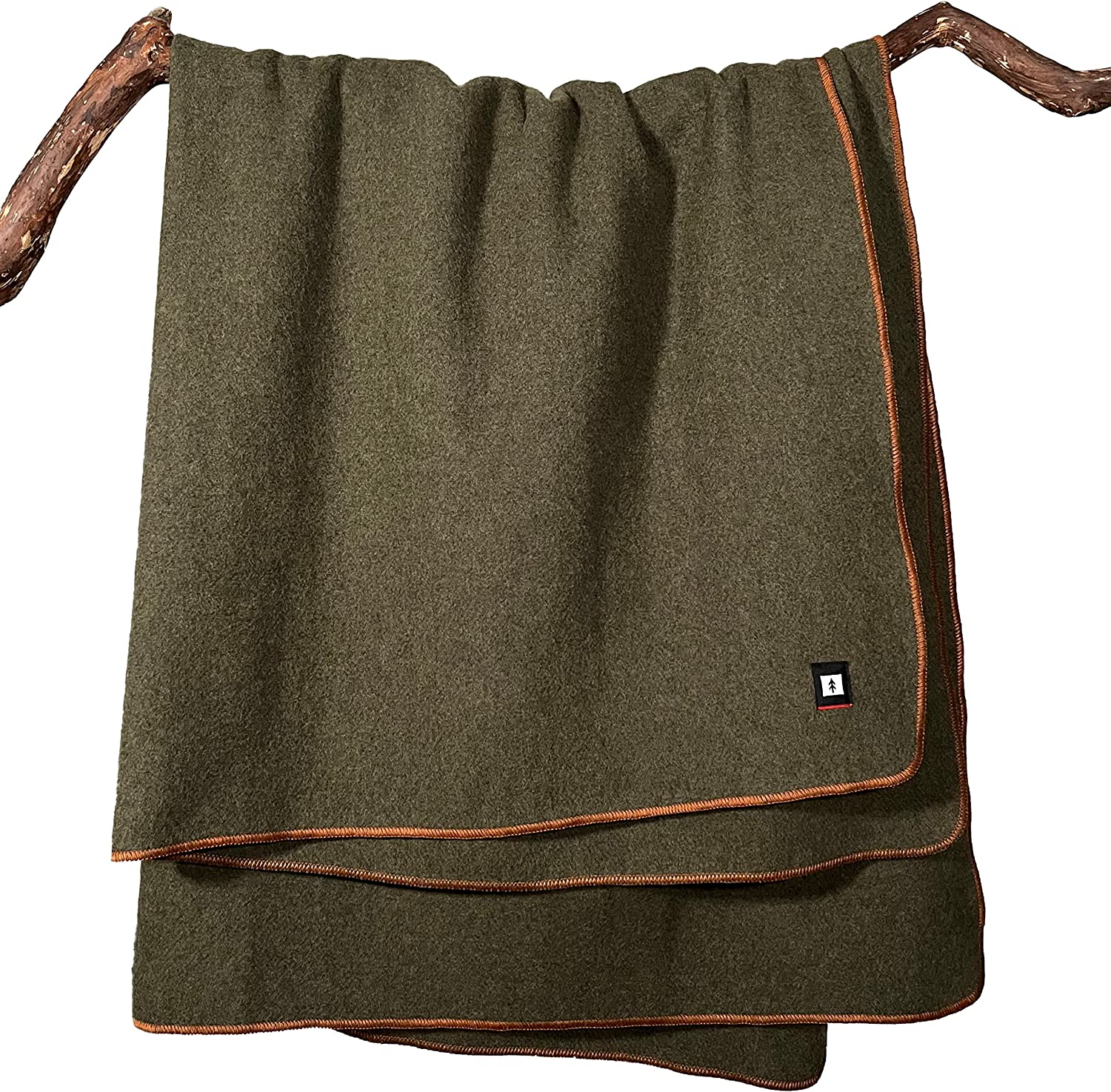 EKTOS 100% Wool Throw Size Blanket, 2.5 lbs, Warm, Thick, Washable, 50" x 60" | Perfect for Home, Cabin, RV, Camping, Outdoor Adventures & Sporting Events (Olive Green)
