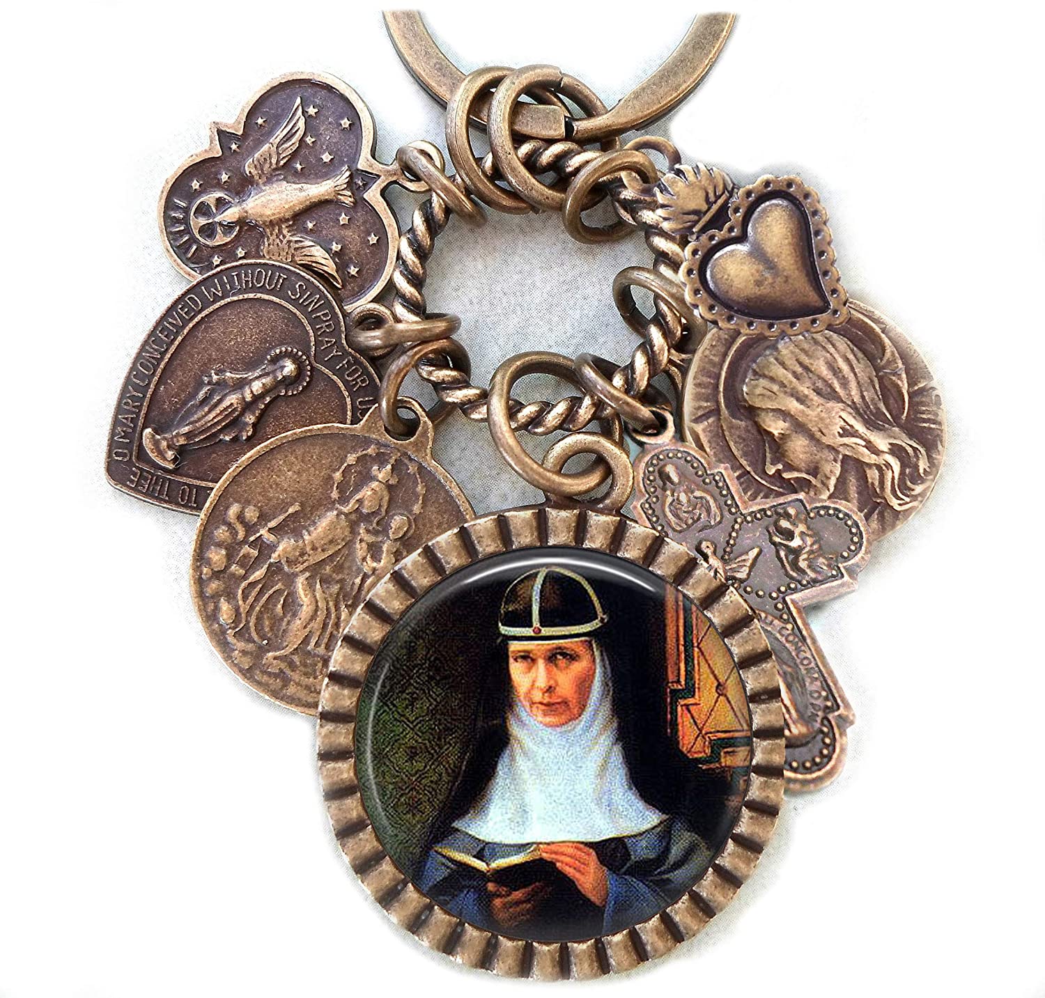 St. Bridget of Sweden Keychain, Necklace or Purse Clip, Patron Saint Catholic Jewelry, Confirmation Gift