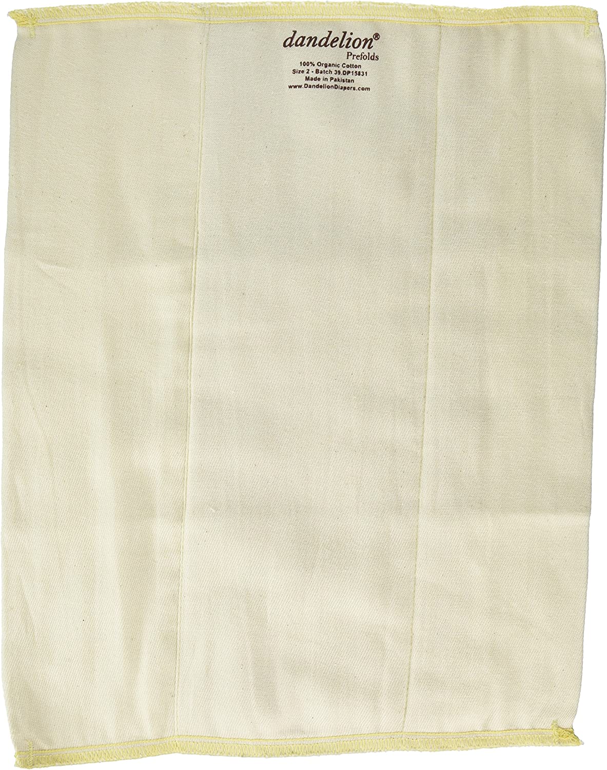 Dandelion Diapers 100% Organic Cotton Natural Unbleached DSQ Cloth Diaper Prefolds (Infant Size 2-3 Pack)