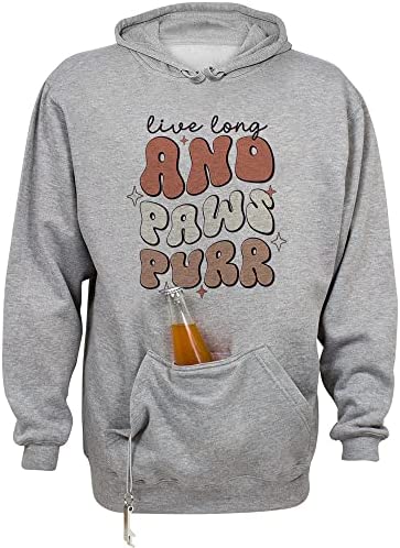 Live Long and Paws Purr Beer Holder Tailgate Hoodie Sweatshirt Unisex