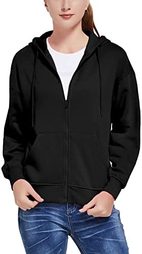 SPACEVIKING Zip Up Hoodie Women Sweatshirt Soft Fleece Hoody Drop Shoulder Athletic Oversized Hoodies for Women Size S-2XL