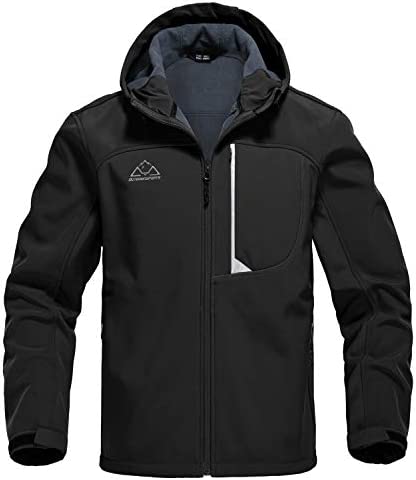 Rdruko Men’s Outdoor Softshell Jacket Full Zip Fleece Waterproof Hiking Climbing Hooded Jacket