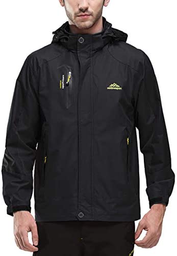 JOGERBRO Mens Waterproof Rain Jacket with Hood Hiking Fishing Windproof Raincoat