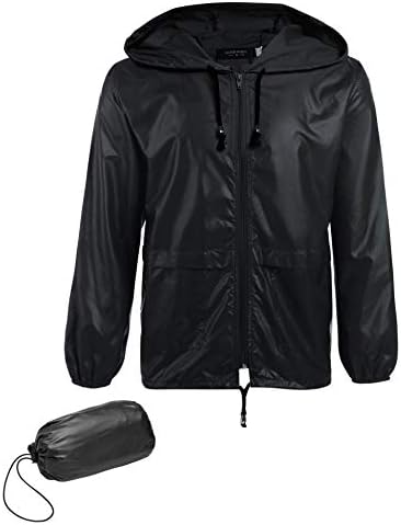 COOFANDY Men’s Packable Rain Jacket Outdoor Waterproof Hooded Lightweight Classic Cycling Raincoat