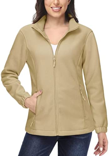 MAGCOMSEN Women’s Full Zip Fleece Jacket Soft Warm Long Sleeve with Pockets Winter Jackets