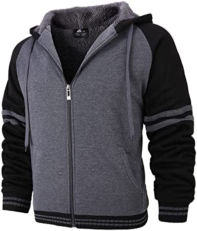 IGEEKWELL Hoodies for Men Zip Up Heavyweight Sweatshirt – Full Zip Sherpa Lined Jacket