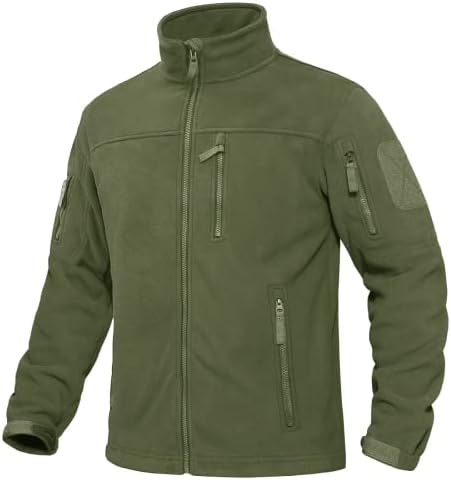 KEFITEVD Men’s Outdoor Military Tactical Jacket Winter Full Zip Warm Polar Fleece Jackets Casual Stand Collar Windproof Coats