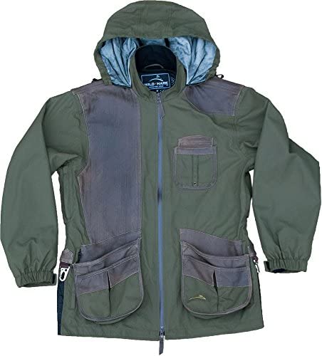 Wild Hare Shooting Gear Hydro-Elite Waterproof Shooting Jacket – Olive with Brown Leather