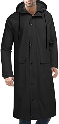 COOFANDY Men’s Rain Jacket with Hood Waterproof Lightweight Active Long Raincoat