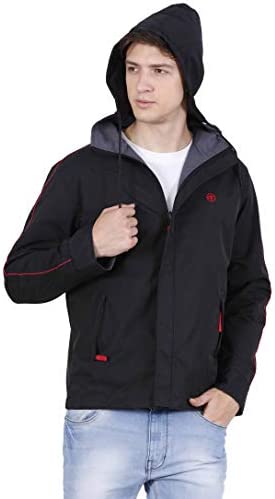 Forest Club Men’s Waterproof Reversible Rain Jacket Windbreaker with Hood Lightweight Windproof Quick-Dry All-Time-Wear