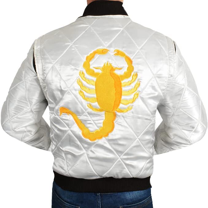 Mens Scorpion Logo Drive Satin Bomber Jacket – Souvenir Jacket – Drive Jacket