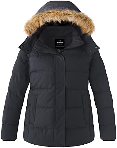 Wantdo Women’s Plus Size Winter Coat Quilted Thicken Puffer Jacket with Removable Hood