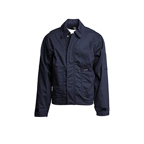 Lapco FR JUFR7NY-XL RG Flame Resistant Utility Jacket, 100% Cotton Twill Outer/Lining, HRC 2, NFPA 70E, 7 oz, X-Large Regular, Navy