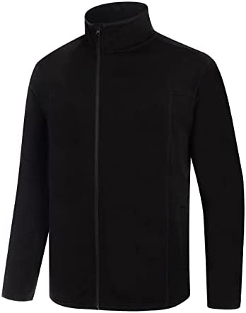SAMDOWA Men’s Full Zip Fleece Jacket, Long Sleeve Fleece Sweater, Lightweight Fleece Coat for Hiking Running Golf