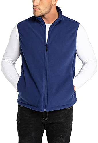 33,000ft Men’s Fleece Vest, Lightweight Warm Zip Up Polar Vests Outerwear with Zipper Pockets, Sleeveless Jacket for Winter