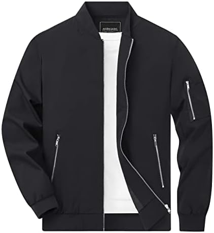 TACVASEN Men’s Jacket-Lightweight Casual Spring Fall Thin Bomber Zip Pockets Coat Outwear