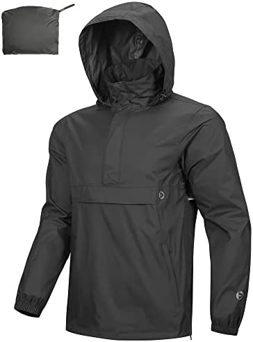 Outdoor Ventures Men’s Rain Jacket Waterproof Lightweight Packable Rain Pullover for Hiking Golf Running
