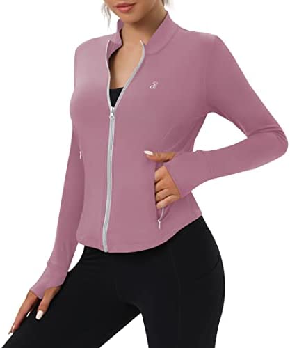 Truity Women’s Cropped Running Jacket Lightweight Slim Fit Full Zip Up Workout Althletic Jacket Thumb Holes with Pockets
