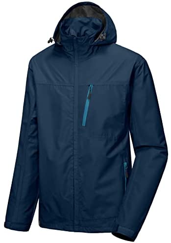 Little Donkey Andy Men’s Waterproof Rain Jacket Outdoor Lightweight Hooded Raincoat for Hiking Golf Travel Fishing