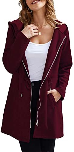 Leaduty Women’s Cozy Zip Up Plain Hoodies Long Fuzzy Fleece Jacket Coat Open Front Cardigan
