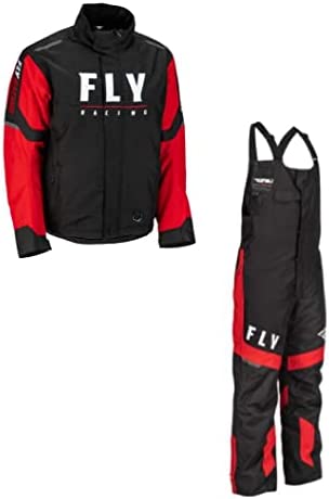 Fly Racing Outpost Snow Jacket/Bib Combo (Red/Black, Men’s Large Jacket/Men’s Large Bib)