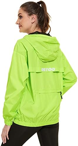 OSTOO Women’s Running Cycling Lightweight Rain Jacket Waterproof with Hood Hiking Wind Breakers Pullover